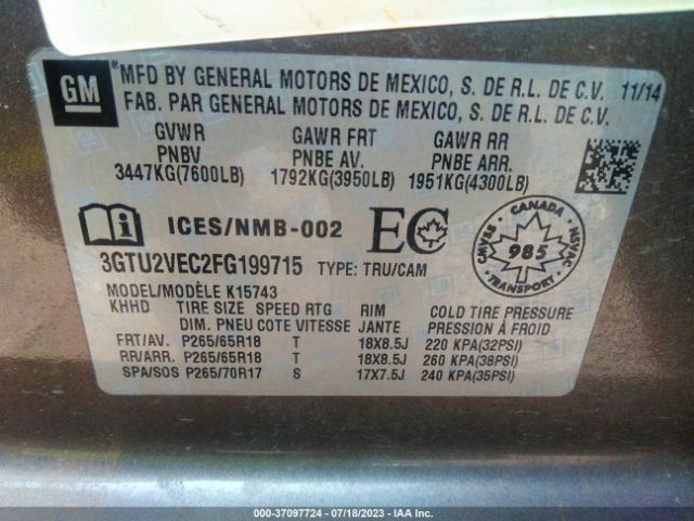3GTU2VEC2FG199715 GMC Sierra 1500 Slt