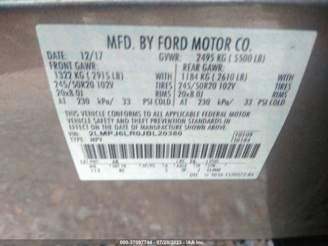 2LMPJ6LR0JBL20380 Lincoln Mkx Reserve