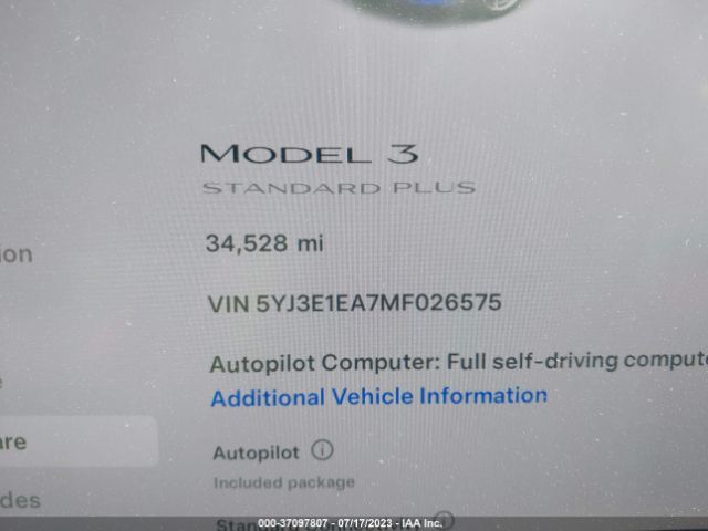 5YJ3E1EA7MF026575 Tesla Model 3 Standard Range Plus