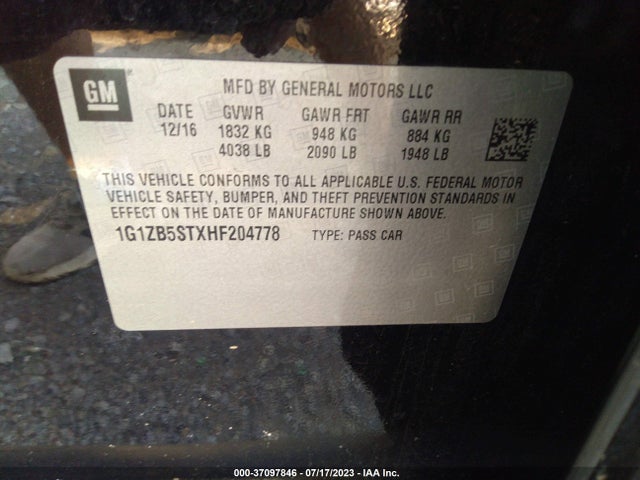 Chevrolet MALIBU LS 2017 1G1ZB5STXHF204778 Image 15