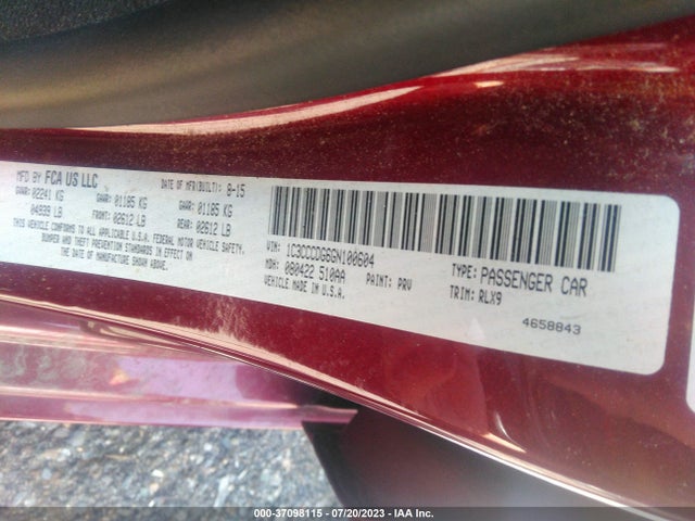 Chrysler 200 S 2016 1C3CCCDG6GN100604 Image 9