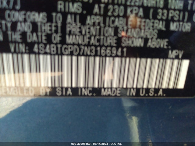 Subaru Outback Touring Xt 2022 4S4BTGPD7N3166941 Image 9