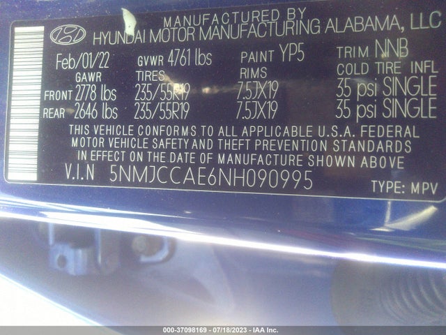 Hyundai TUCSON SEL 2022 5NMJCCAE6NH090995 Image 15