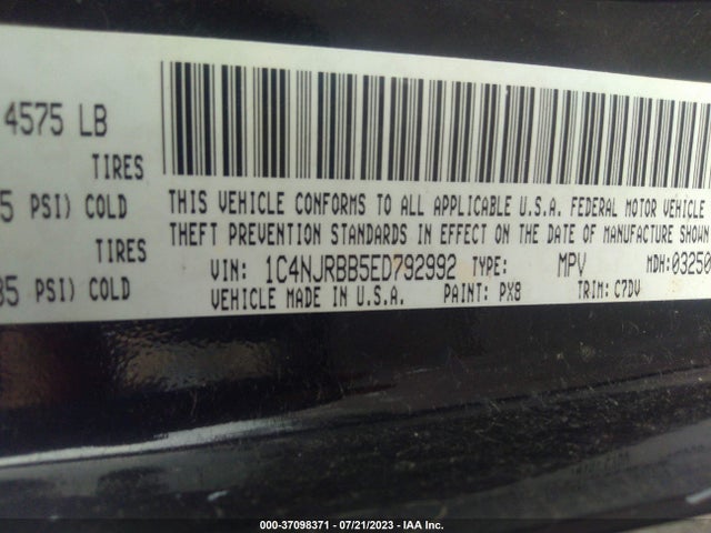 1C4NJRBB5ED792992 Jeep Patriot Sport