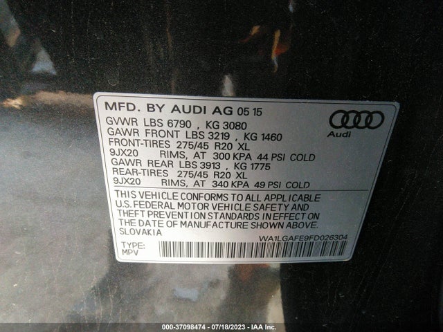 WA1LGAFE9FD026304 Audi Q7 3.0t Premium Plus