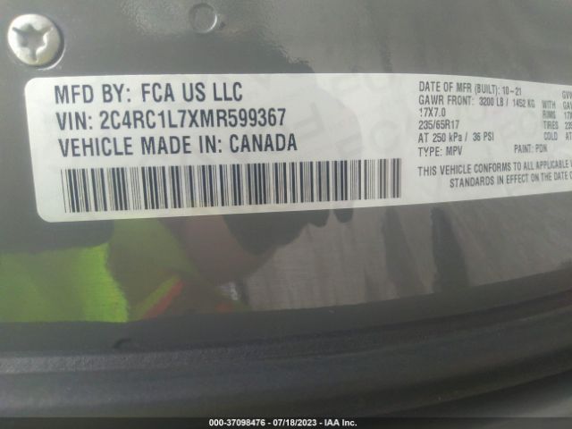 2C4RC1L7XMR599367 Chrysler Pacifica Hybrid Touring L