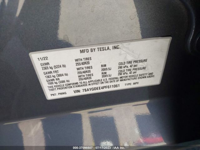 7SAYGDEE4PF611061 Tesla Model Y Long Range