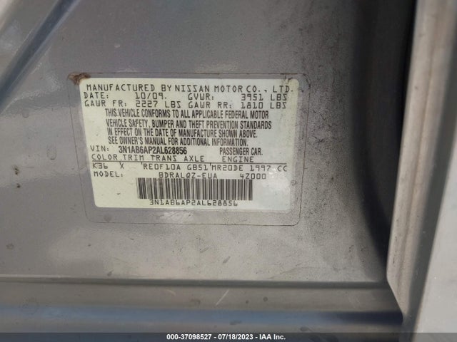 2010 NISSAN SENTRA 2.0 VIN: 3N1AB6AP2AL628856