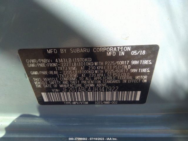JF2GTABC4JH347922 Subaru Crosstrek Premium