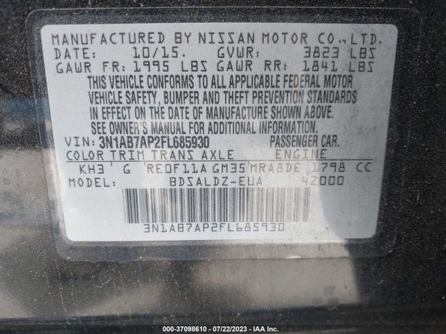 Nissan SENTRA SV 2015 3N1AB7AP2FL685930 Image 9