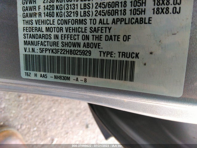 Honda Ridgeline Rt 2017 5FPYK3F22HB025929 Image 9