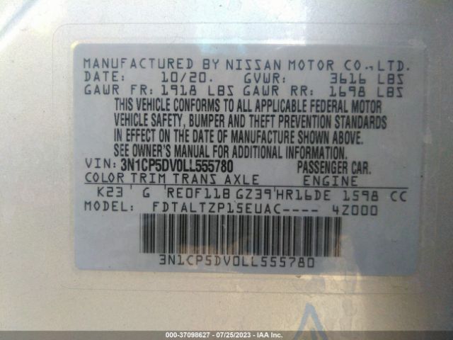 3N1CP5DV0LL555780 Nissan KICKS SR