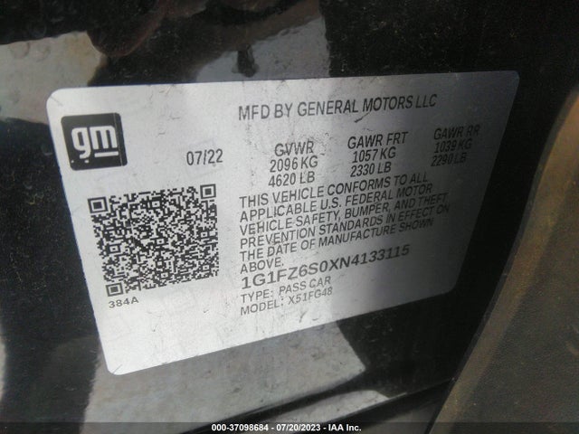 2022 Chevrolet Bolt EUV, VIN: 1G1FZ6S0XN4133115