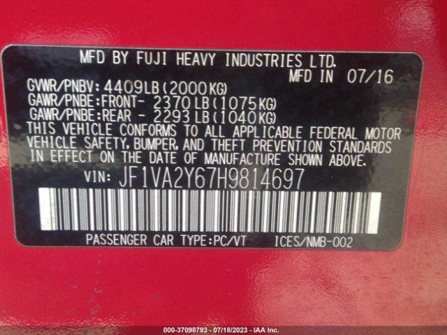 JF1VA2Y67H9814697 Subaru Wrx Sti Limited