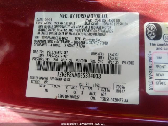 1ZVBP8AM0E5314033 Ford Mustang V6