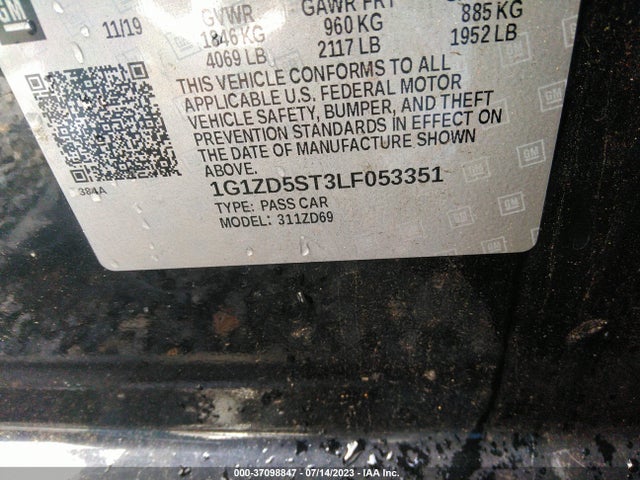Chevrolet MALIBU LT 2020 1G1ZD5ST3LF053351 Image 9