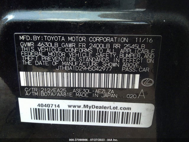 JTHBA1D29H5042977 Lexus Is Is Turbo