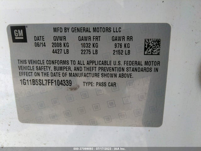 Chevrolet MALIBU LS 2015 1G11B5SL7FF104339 Image 9