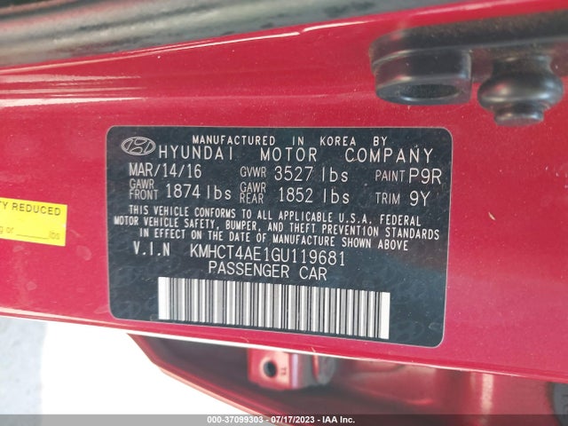 Hyundai ACCENT SE 2016 KMHCT4AE1GU119681 Image 16
