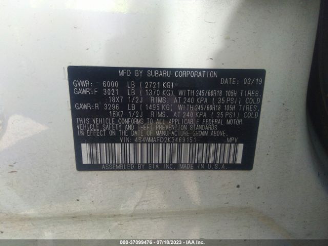 4S4WMAFD2K3469151 Subaru Ascent Premium
