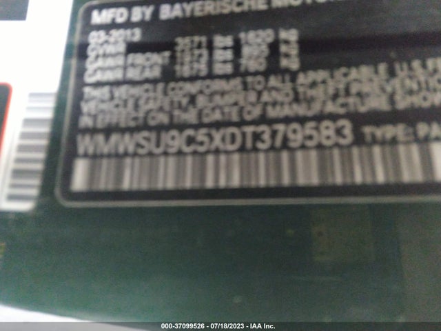 2013 MINI HARDTOP WMWSU9C5XDT379583 Photo 8