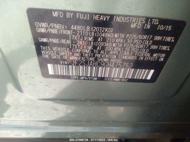 JF2SJAHC9GH475752 Subaru Forester 2.5i Limited