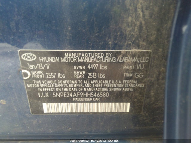 Hyundai Sonata 2.4l 2017 5NPE24AF9HH546580 Image 15