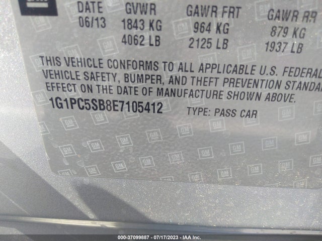 Chevrolet Cruze 1lt 2014 1G1PC5SB8E7105412 Image 10