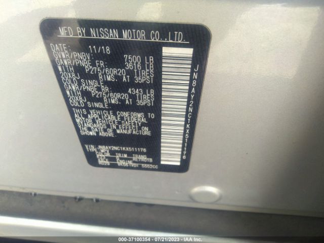 JN8AY2NC1KX511176 Nissan Armada Sl