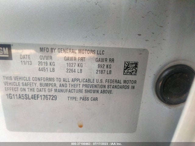Chevrolet MALIBU LS 2014 1G11A5SL4EF176729 Image 9