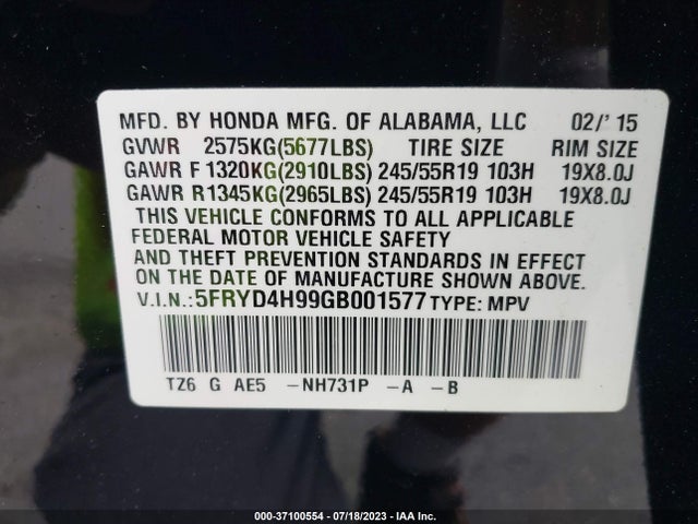 Acura Mdx W/advance/w/advance 2016 5FRYD4H99GB001577 Image 9