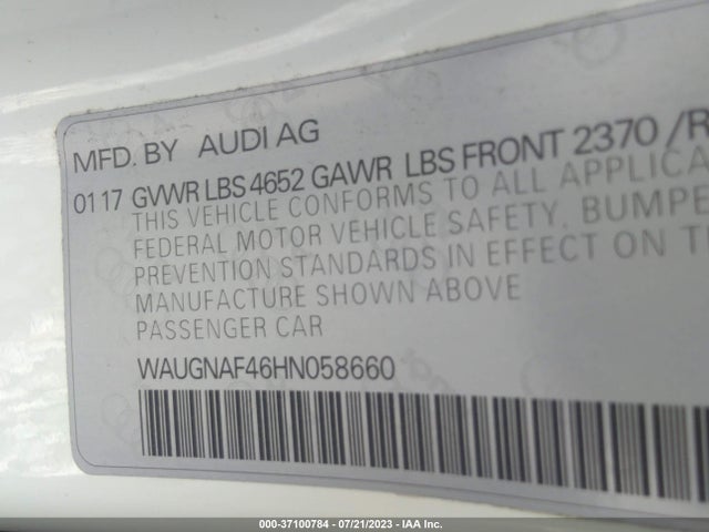 WAUGNAF46HN058660 Audi A4 PREMIUM