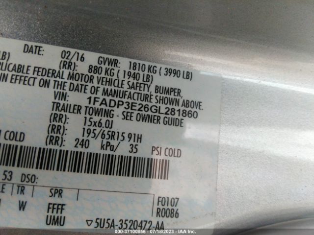 1FADP3E26GL281860 Ford FOCUS S