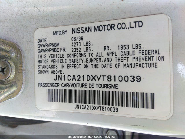 1997 NISSAN MAXIMA GXE/SE/GLE VIN: JN1CA21DXVT810039
