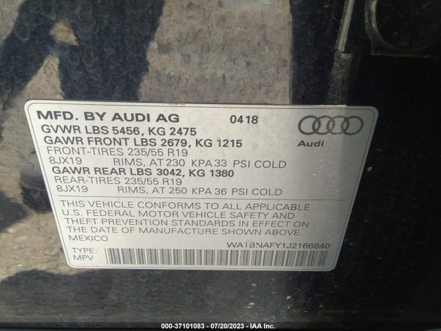WA1BNAFY1J2166640 Audi Q5 Premium Plus