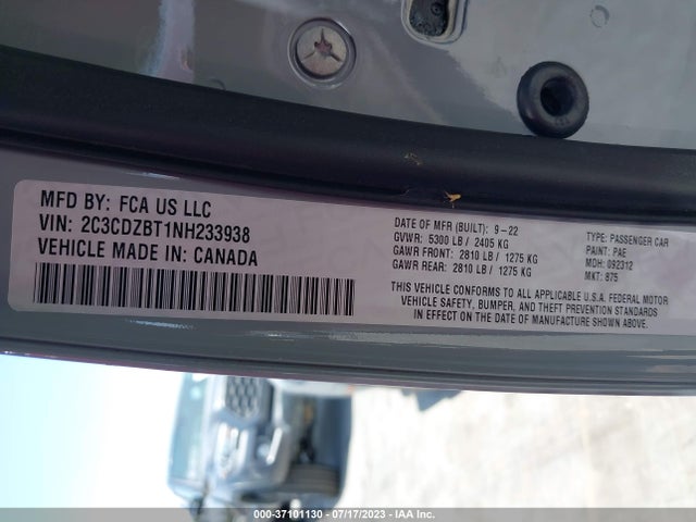 Dodge Challenger R/t 2022 2C3CDZBT1NH233938 Image 9