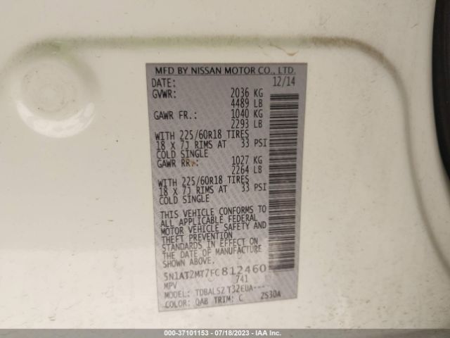 5N1AT2MT7FC812460 Nissan Rogue Sl
