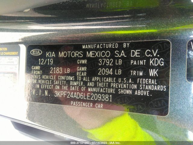 3KPF24AD6LE209381 KIA Forte Lxs