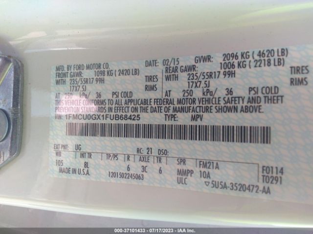 1FMCU0GX1FUB68425 Ford ESCAPE SE