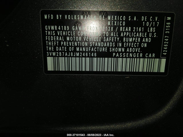 3VW2B7AJ8JM246146 Volkswagen Jetta 1.4t S