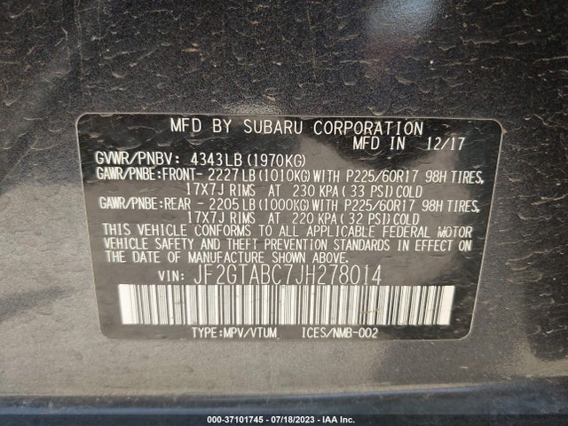 JF2GTABC7JH278014 Subaru Crosstrek Premium