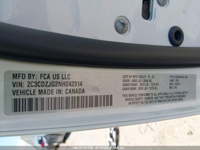 2C3CDZJG2NH242314 Dodge Challenger Gt