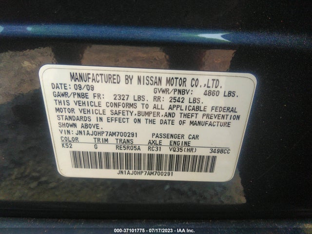 2010 INFINITI EX35 JOURNEY VIN: JN1AJ0HP7AM700291