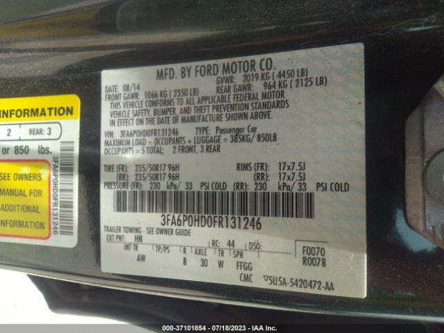 3FA6P0HD0FR131246 Ford FUSION SE