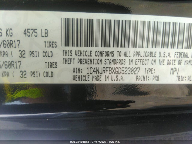 1C4NJRFBXGD523027 Jeep Patriot High Altitude Edition