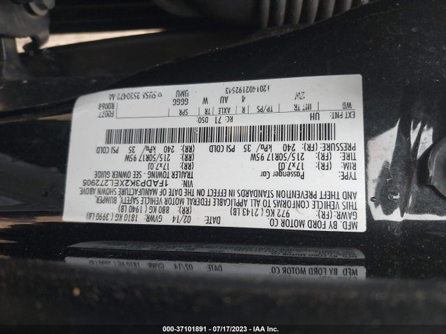 2014 FORD FOCUS SE VIN: 1FADP3K2XEL272905