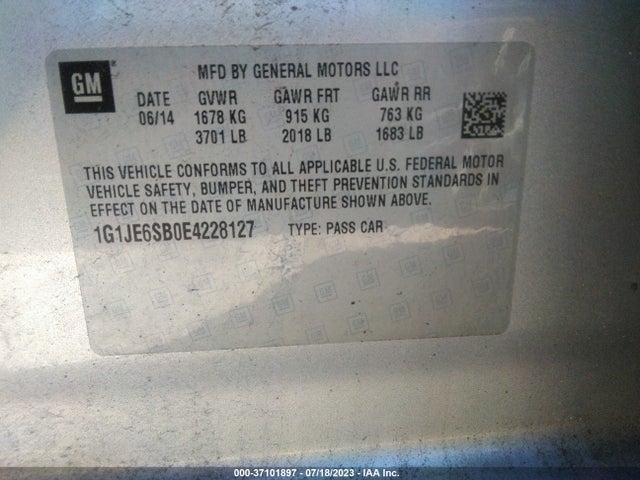 Chevrolet SONIC LTZ 2014 1G1JE6SB0E4228127 Image 15