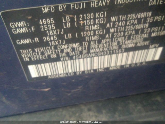 4S4BSANC6H3311563 Subaru Outback Limited