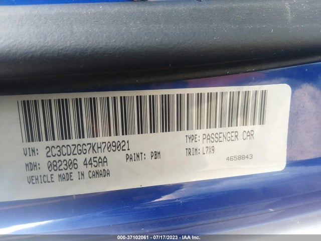Dodge Challenger Sxt 2019 2C3CDZGG7KH709021 Image 9