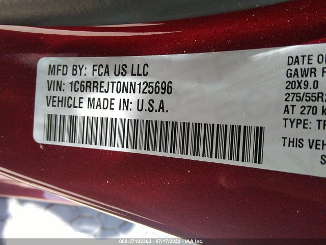 1C6RREJT0NN125696 RAM 1500 Laramie